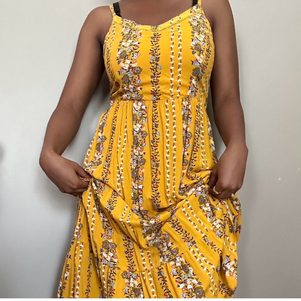 Yellow Floral Cami Sun Dress with adjustable straps